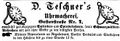 Zeitungsanzeige des Uhrmachers <!--LINK'" 0:16-->, Mai 1870