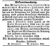 Kranken-Institut, Fürther Tagblatt 13. September 1853.jpg