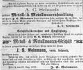 Firmenübergabe von A. C. Schmelz, August 1872