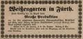 Werbeannonce für den <a class="mw-selflink selflink">Weißengarten</a>, August 1843