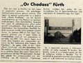 Artikel über "Or Chadasz" in "Undzer Wort" 16. September 1946 von E. Kroo