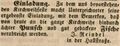 Zeitungsanzeige des Wirts J. Reindel in der Hallstraße, Oktober 1847