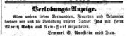 Verlobungsanzeige Arnstein Tochter, Fürther Tagblatt 2.6.1860.jpg