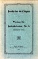 Titelseite: Bericht über die Tätigkeit des Vereins für Ferienkolonien Fürth 1910