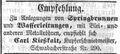 Zeitungsanzeige des Kupferschmiedmeisters <!--LINK'" 0:23-->, Mai 1855