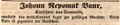 Werbeannonce des Kürschners , Oktober 1839