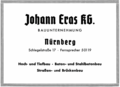 Werbeanzeige der Fa. Johann Eras KG, 1955