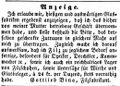 Zeitungsannonce des Filzfabrikanten <!--LINK'" 0:29-->, Februar 1852