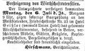 Versteigerungsanzeige für das Inventar des <!--LINK'" 0:17-->, Juli 1868