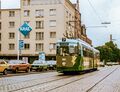 Schwabacher Straße 138. Im Vordergrund letzte Fahrt der Straßenbahn in Fürth, 20. Juni 1981