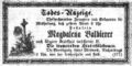 Todesanzeige Magdalena - Fürther neuesete Nachrichten 28.01.1874.jpg