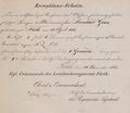 "Receptions-Schein" für Leonhard Gran vom 24. November 1864