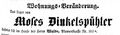 Zeitungsanzeige von Moses Dinkelspühler, Juli 1854