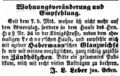 Zeitungsanzeige der J. L. Leber jun. Erben, Mai 1852
