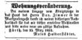 Umzug Moses Halberstädter, Fürther Tagblatt 28. März 1852