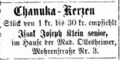 Anzeige Chanuka-Kerzen, Fürther Tagblatt 3.12.1863