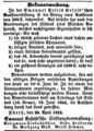 Emanuel-Pesselsche Aussteuerstiftung, Fürther Tagblatt 30. April 1853