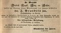Veröffentlichung der Belobigung, die  von König Friedrich August von Sachsen für seine Leistungen erhalten hat, August 1850