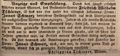 Zeitungsannonce der Witwe des Brillenfabrikanten <a class="mw-selflink selflink">Friedrich Wilhelm Tschirner</a>, November 1841