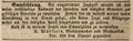 Werbeannonce des Büchsenmachers , Oktober 1839