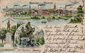 Stadtbild, Centaurenbrunnen und Kriegerdenkmal, Postkarte 1904 gelaufen