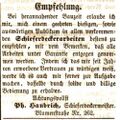 Zeitungsannonce des Schieferdeckermeisters Ph. Haubrich, Februar 1857