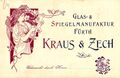 Briefkopf bzw. Besuchskarte der Glas- & Spiegelmanufaktur Kraus & Zech, um 1920