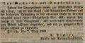 Zeitungsannonce des berühmten Kunst- und Antiquitätenhändlers <!--LINK'" 0:15-->, Mai 1841