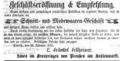 Fränkel Fellheimer richtet im Kronprinzen von Preußen einen Laden ein, Februar 1856