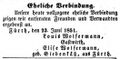 Zeitungsinserat des Gastwirts <a class="mw-selflink selflink">Louis Wolfermann</a> anlässlich seiner Vermählung mit Elise Siebenkäß, Juni 1851