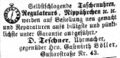 Zeitungsanzeige des Uhrmachers <!--LINK'" 0:21-->, Juni 1863