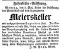 Werbeanzeige für den Felsenkeller/Meierskeller, April 1854