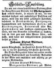 Anzeige Johann Sixtus Büttner, Ftgbl 25.09.1853.jpg