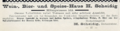 Werbeannounce des Theatergaststätten-Restaurateurs H. Scheidig aus der Festzeitung zum 9. Fränkischen Sängerbundesfest 1898