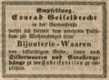 Zeitungsannonce des Juweliers <!--LINK'" 0:6-->, Dezember 1845