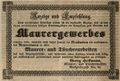 Zeitungsannonce des Maurer- und Tünchermeisters , Oktober 1845