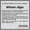 Traueranzeige vom  für <a class="mw-selflink selflink">Wilhelm Jäger</a> Nov. 