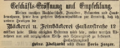 Anzeige zur Geschäftseröffnung der Bäckerei Adelhardt, April 1896