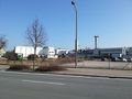 Blick von der  auf das Fabrikgebäude der Fa. Mederer. Beginn der Abrissarbeiten im Februar 2018