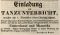 Zeitungsannonce des Tanzlehrers , Oktober 1843