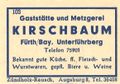 Zündholzschachtel-Etikett der Gaststätte Kirschbaum, um 1965