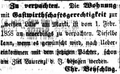 Zeitungsinserat von Chr. Beyschlag, zur "weißen Lilie", Februar 1857